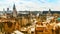 Aerial view of Ghent with canal and medieval buildings, Belgium