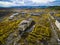 Aerial view of The ghost town Kadykchan, Kolyma, Magadan region