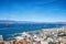 Aerial view of Gibraltar, Algeciras Bay and La Linea de la Concepcion from the Upper Rock. View on coastal city from