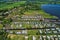 Aerial view of Giethoorn village in the Netherlands