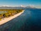 Aerial view with Gili island, beach and ocean, drone view. Gili Meno with Lombok