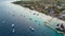 Aerial view of Gili Trawangan Island, Indonesia with morning sunrise sunlight. Lombok, Indonesia, October 21, 2021