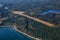 Aerial view of a Gillies Bay Airport on Texada Island