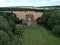 aerial view of Gisborough Priory, ruined Augustinian priory in Guisborough North Yorkshire, England.