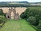 aerial view of Gisborough Priory, ruined Augustinian priory in Guisborough North Yorkshire, England.