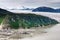 Aerial view of glacier in Alaska