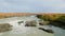 Aerial view of glacier River in Iceland on a sunny day