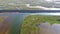 Aerial view of the Glaslyn Marshes and the Britannia Terrace - Porthmadog, Wales - United Kingdom