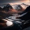 aerial view of glen Etive in winter near glencoe in the argyll region of the highlands of scotland showing snow dusting