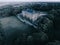 Aerial view of a gloomy castle.