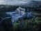 Aerial view of a gloomy castle.