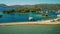 Aerial view of Gocek, Mugla. Blue sea in Turkey. Camera moves in a circle