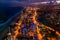 Aerial view of Gold Coast high rise at night.