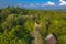 aerial view golden Buddha statue in Phayam temple