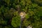 aerial view golden Buddha statue in Phayam temple