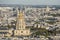 Aerial view of the golden dome of the Invalides in Paris