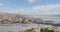 Aerial view of Golden Horn, with Galata Bridge, Karakoy Ferry Terminal, and Bosphorus bridge, Istanbul, Turkey