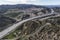 Aerial view of Golden State 5 Freeway in the Newhall Pass in Los