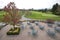 Aerial view of a golf country club in autumn