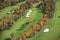 Aerial view of golf course in autumn