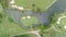 Aerial view of Golf Course with putting green grass and trees on golf field Fairway and putting green top view Amazing bird eye vi