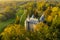 Aerial view on Goluchow Castle in greater poland, Poland