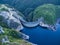 Aerial view of Gordon Dam and lake. Southwest, Tasmania