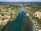 Aerial view of Gorge du Verdon canyon river in France