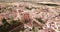 Aerial view of gothic Mudejar Catholic parish church of Santa Tecla in Spanish village Cervera de la Canada