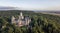 Aerial view of a Gothic revival Marienburg castle in Lower Saxony, Germany