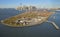 Aerial view of Governors Island and Manhattan