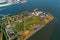 Aerial view of the Governors Island in NY