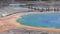 Aerial view of Grand Prismatic Spring in Midway geyser basin, Yellowstone National Park, Wyoming