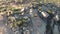 Aerial view of granite outcrop and wild flowers