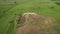 Aerial View of Grazing Flock of Sheep, Livestock in a Green Meadow, Pasture