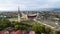 Aerial view of The Great Mosque of West Sumatera, the biggest mosque in West Sumatera. with a unique design that inspired by