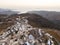 Aerial view of Greek Chora village on Amorgos island, Aegean Sea, Cyclades