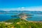 Aerial view of greek town Kastoria surrounded by Orestiada lake