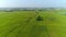 Aerial view of green farmland and village, panorama of Chinese rural landscape