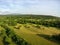 Aerial view of green fields on karst . Trieste Italy