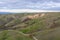 Aerial View of Green Hills and Trails in Northern California