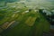 Aerial view of green paddy rice terraces generative ai