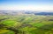 Aerial view of a green rural area