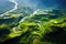 aerial view of a green valley