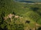 Aerial view of greenery rural scene.