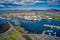 Aerial view of Grindavik, Iceland near the Blue Lagoon