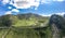 Aerial view of Grossglockner serpentine Taxenbacher Fusch high alpine road uphill in Austria