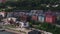 Aerial view of group of multistorey apartment houses with color facades. Residential urban borough near coast. Tallinn