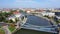 Aerial view of Grunwald Bridge in Wroclaw, Poland