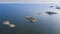 Aerial view of Gulf of Finland and small rocky islands near The Island Lokgrund in summer